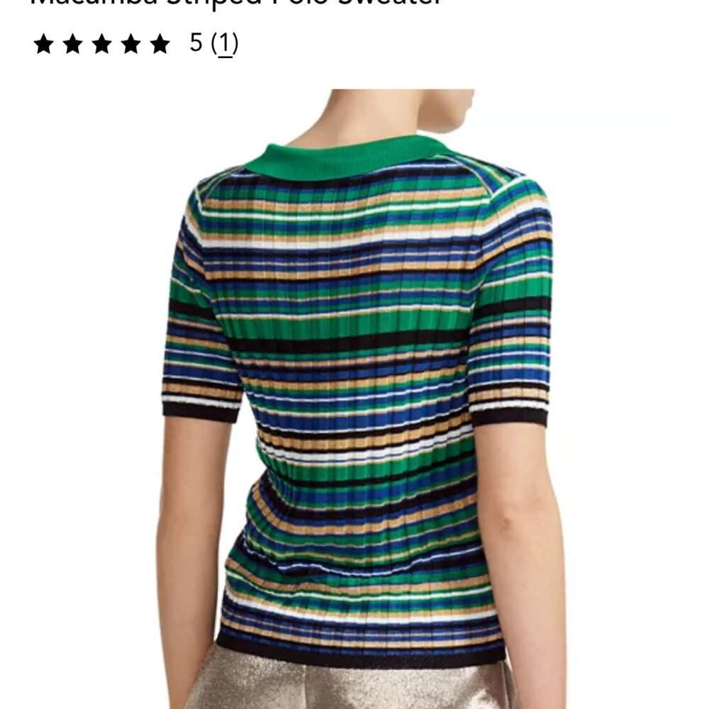 Maje Macumba striped knit Polo shirt size 3 - Picture 2 of 7